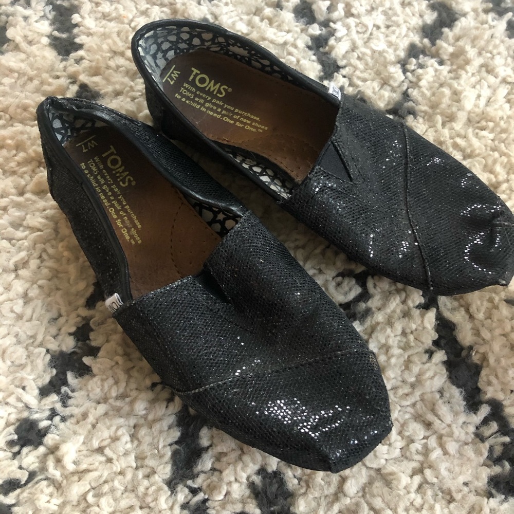 Toms - Black Sequin Alpargata - Size 7